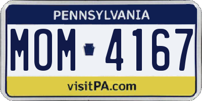 PA license plate MOM4167