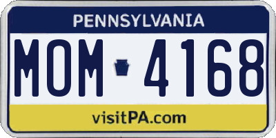 PA license plate MOM4168