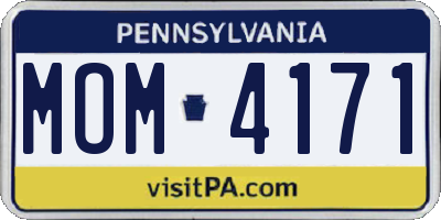 PA license plate MOM4171