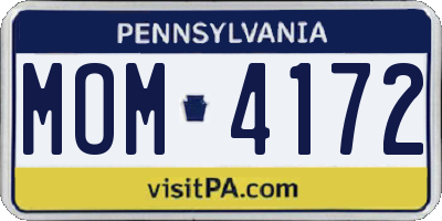 PA license plate MOM4172