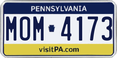 PA license plate MOM4173