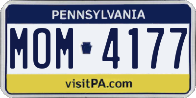 PA license plate MOM4177