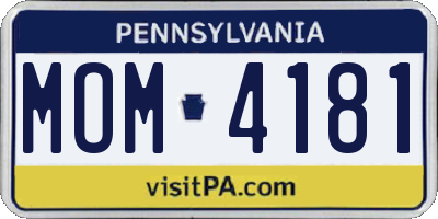 PA license plate MOM4181