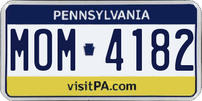 PA license plate MOM4182