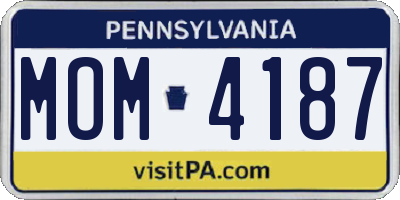 PA license plate MOM4187