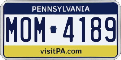 PA license plate MOM4189