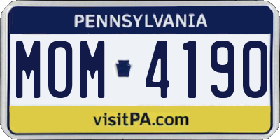 PA license plate MOM4190