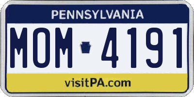 PA license plate MOM4191