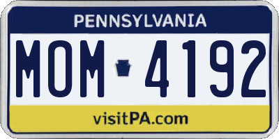 PA license plate MOM4192