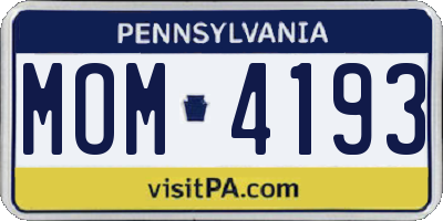 PA license plate MOM4193
