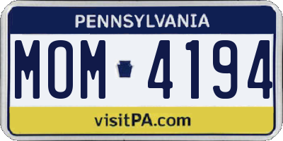 PA license plate MOM4194