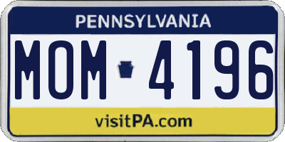 PA license plate MOM4196
