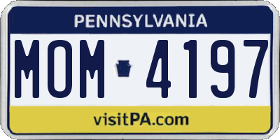 PA license plate MOM4197