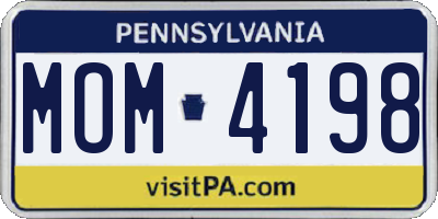 PA license plate MOM4198