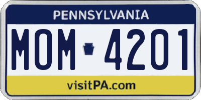 PA license plate MOM4201