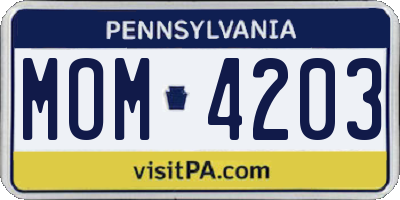 PA license plate MOM4203