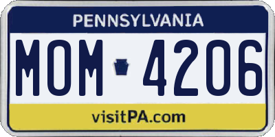 PA license plate MOM4206