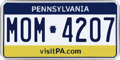 PA license plate MOM4207