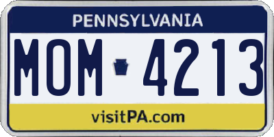 PA license plate MOM4213