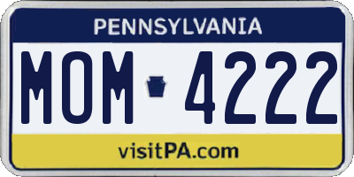 PA license plate MOM4222