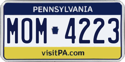 PA license plate MOM4223
