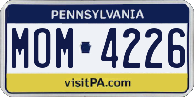 PA license plate MOM4226