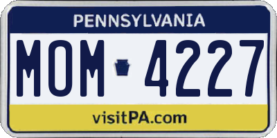 PA license plate MOM4227
