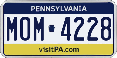 PA license plate MOM4228