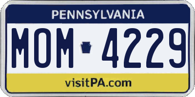PA license plate MOM4229