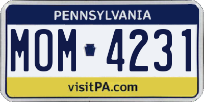 PA license plate MOM4231