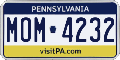PA license plate MOM4232