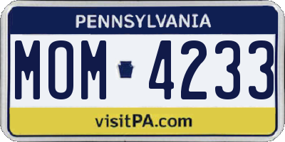 PA license plate MOM4233