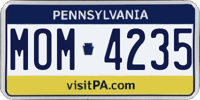 PA license plate MOM4235