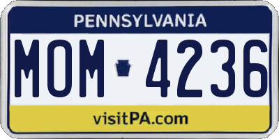 PA license plate MOM4236