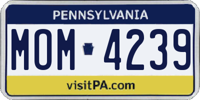 PA license plate MOM4239