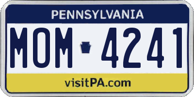 PA license plate MOM4241