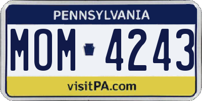 PA license plate MOM4243