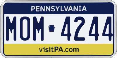 PA license plate MOM4244