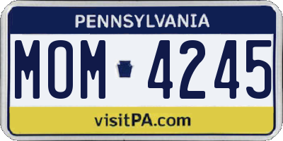PA license plate MOM4245