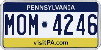 PA license plate MOM4246