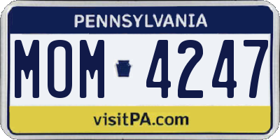 PA license plate MOM4247