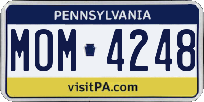 PA license plate MOM4248