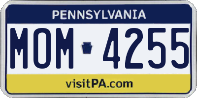 PA license plate MOM4255