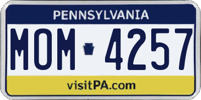 PA license plate MOM4257