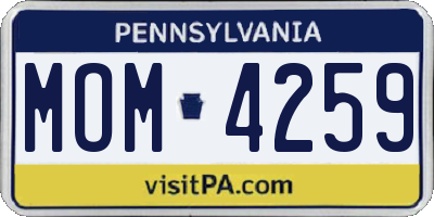 PA license plate MOM4259
