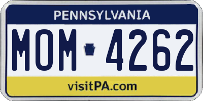 PA license plate MOM4262