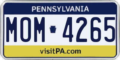PA license plate MOM4265