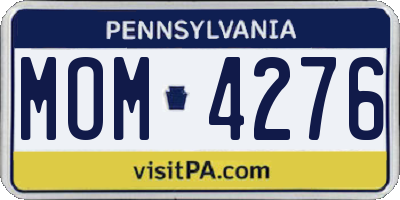 PA license plate MOM4276