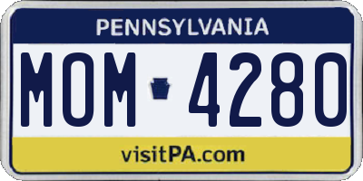 PA license plate MOM4280