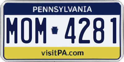 PA license plate MOM4281